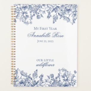 Agenda Azul Chinoiserie Floral Vintage Meu Primeiro Ano