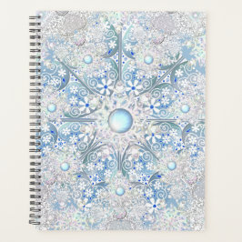 Agenda Azul claro e floco de neve de rendas cerâmicas