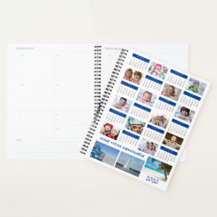 Agenda Azul de Colagem de Fotos do Calendário 2020