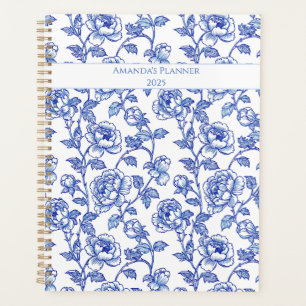 Agenda Azul e Branco Chinoiserie Rosa 