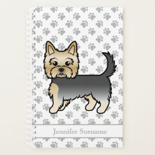 Agenda Azul E Dourado Yorkshire Terrier Cartoon Dog & Nam