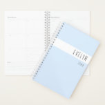 Agenda Azul em Pó Moderno e Simples Pastel A Qualquer Ano<br><div class="desc">Planeador personalizado com letra magra da moda é editável para qualquer ano! O modelo está configurado para você adicionar seu nome na tipografia química, que está alinhada à direita. Este design minimalista tem uma paleta de cores bonito de azul em pó, preto e branco. Por favor, procure na minha loja...</div>