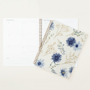 Agenda Azul Floral Branco