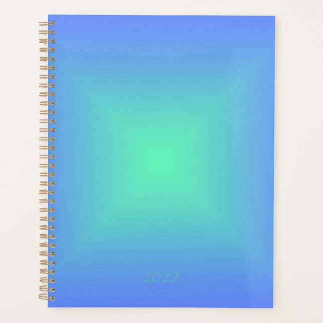 Agenda Azul-gradiente de diamante a verde-aquamarina (Frente)