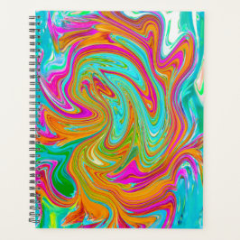 Agenda Azul, Laranja e Rosa Quente Abstrato Retro Groovy