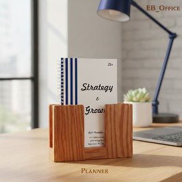 Agenda Azul Marinho Elegante Listras Brancas Personalizáv