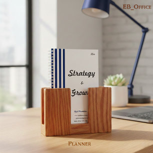 Agenda Azul Marinho Elegante Listras Brancas Personalizáv
