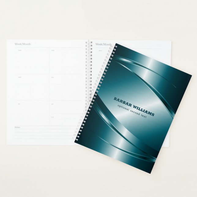 Agenda Azul metálico discreto com design geométrico dinâm (Exibição)