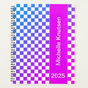 Agenda Azul personalizado moderno e rosa verificado em 20