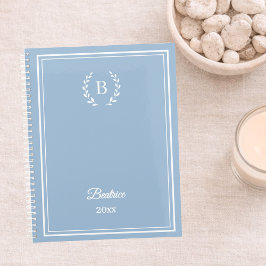 Agenda Azul poeirento Monograma Personalizado Luxo Silenc