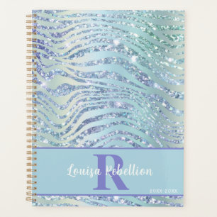 Agenda Azul, Verde, Zebra com brilho personalizado
