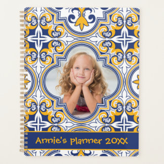 Agenda Azulejos azuis e amarelos, fotos personalizadas 