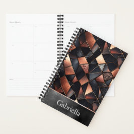 Agenda Azulejos Dourados Rosa preto