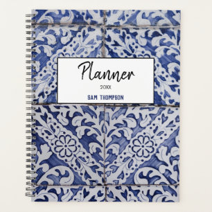 Agenda Azulejos Portugueses - Azulejo Azul e Branco Flora