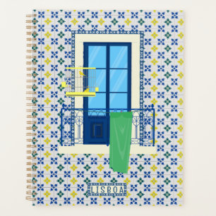 Agenda Azulejos portugueses e varanda de janela com aves