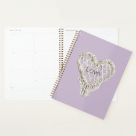 Agenda Babado de Coração Branco Lavanda