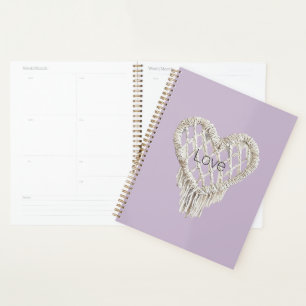 Agenda Babado de Coração Branco Lavanda