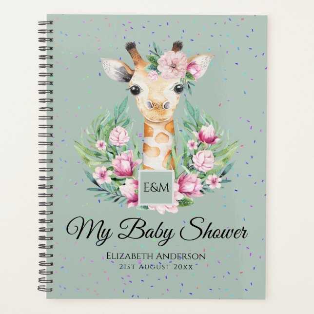 Agenda Baby Giraffe Boho Flores Mãe em Planner (Frente)