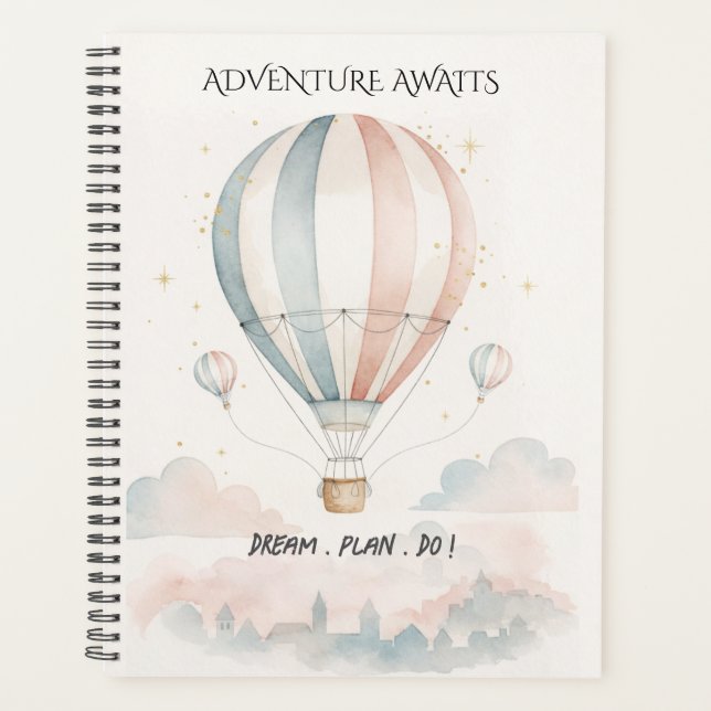 Agenda Balão de Ar Quente Personalizado com Listras Verme (Frente)