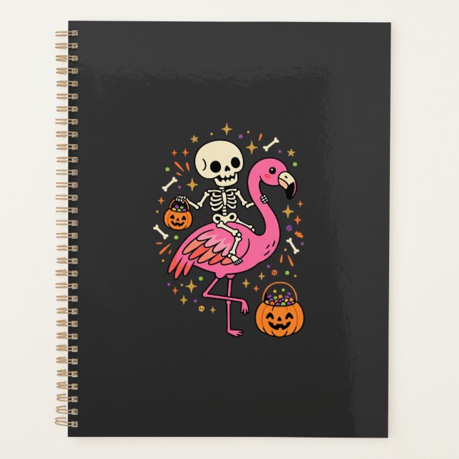 Agenda Balde de Doces de Esqueleto de Flamingo de Hallowe (Frente)