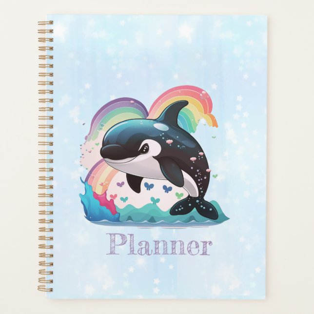 Agenda Baleia assassina de Kawaii Orca branca Rainbows Bo (Frente)