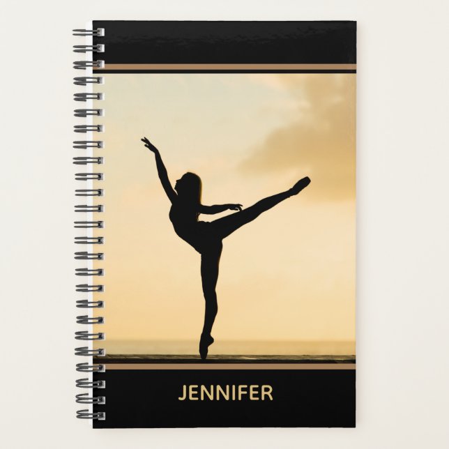 Agenda Ballerina Arabesque Sunset Silhouette Personalizad (Frente)