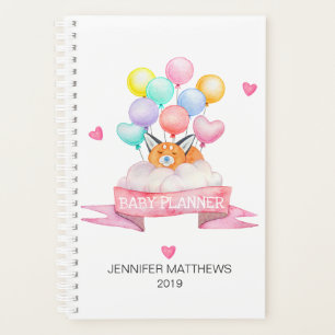 Agenda Balões de Aquarela Personalizados Da Fox Cute 201