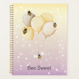 Agenda Balões Doce Abelha Pontos Bokeh Roxo Amarelo