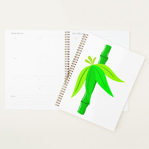 Agenda Bambu Verde com Folhas Tropicais
