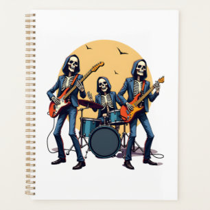 Agenda Banda de Rock de Esqueleto - Camiseta Divertida de