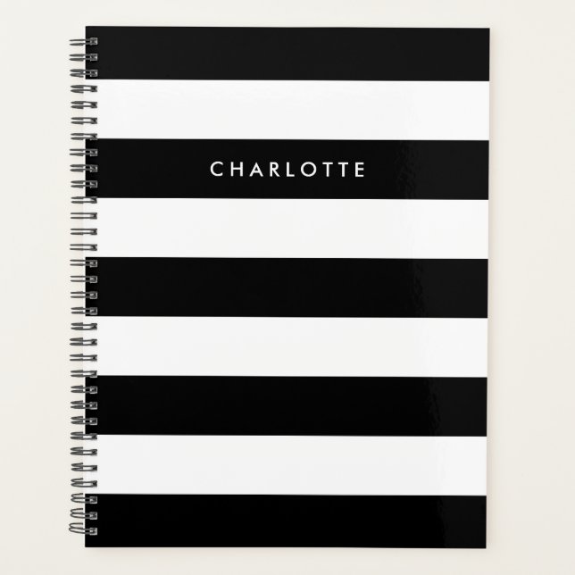 Agenda Bandas brancas e pretas personalizadas (Frente)