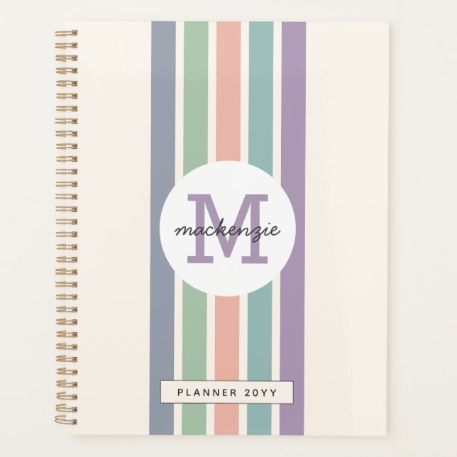 Agenda Bandas Coloridas Monogramas Personalizadas (Frente)