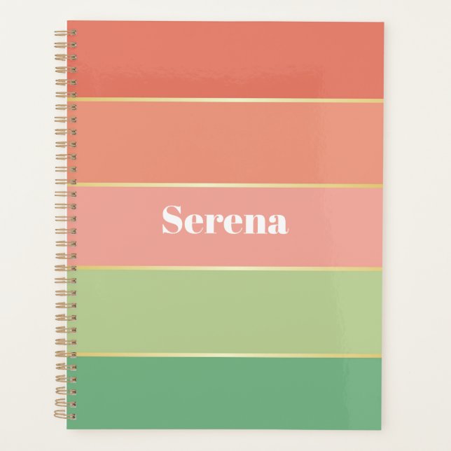 Agenda Bandas de Cores de Verão Personalizadas elegantes (Frente)
