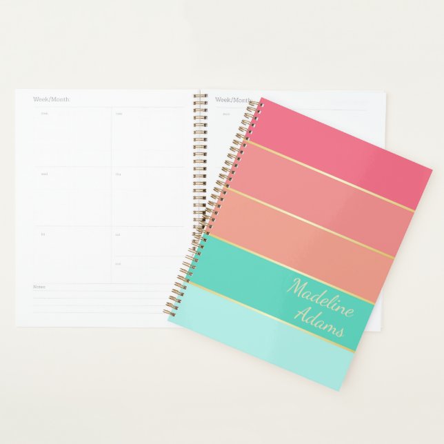 Agenda Bandas de Cores de Verão Personalizadas elegantes (Exibição)