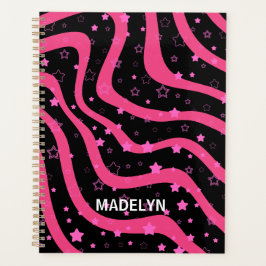 Agenda Bandas E Estrelas Rosa Pretas E Quentes Personaliz