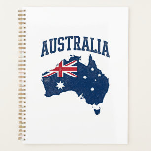 Agenda Bandeira da Austrália Mapa Gráfico Antigo Envelhec