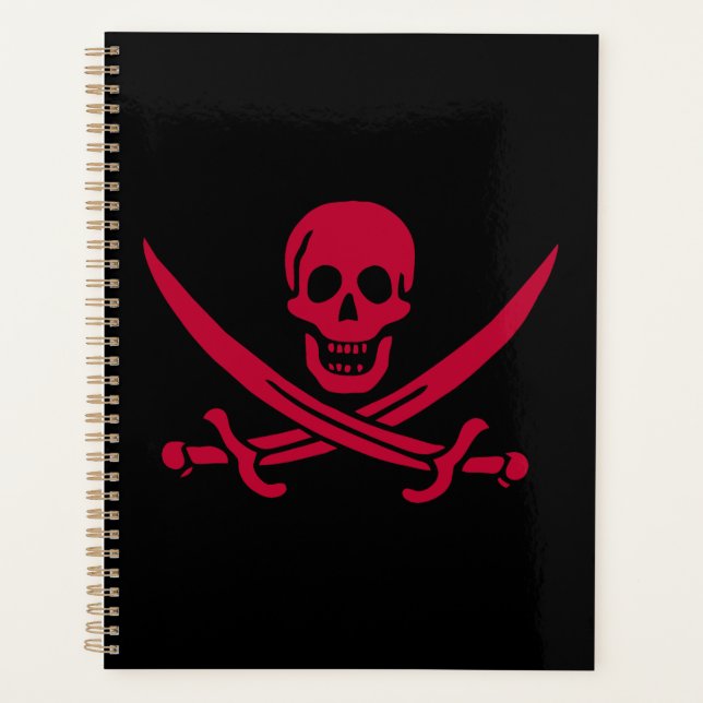 Agenda Bandeira do Crânio e Espadas Pirata do Calico Jack (Frente)
