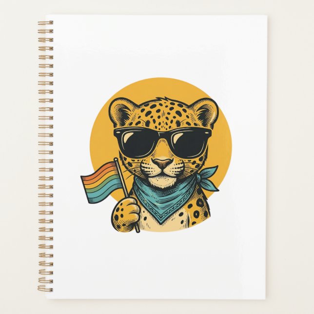 Agenda Bandeira do Orgulho do Leopardo Arco-íris Design V (Frente)