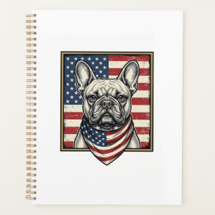 Agenda Bandeira Vintage Patriótica do Bulldog Francês
