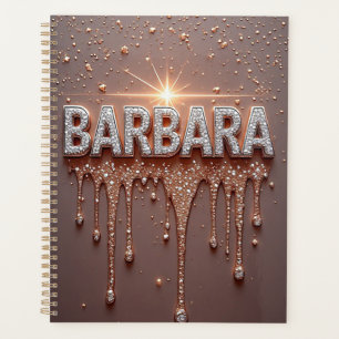 Agenda Barbara Nome Ouro Rosa Diamante Brilhante Respland