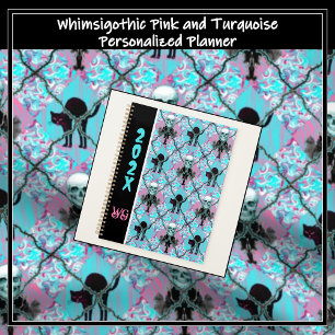 Agenda Barbed Wire Argyle Rosa e Turquesa Whimsigothic