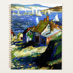 Agenda Barcos à vela pelo porto, pintura de arte
