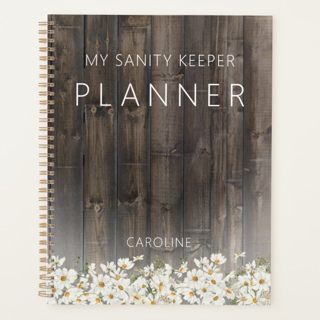 Agenda Barnwood e Daisies Rustic (Frente)