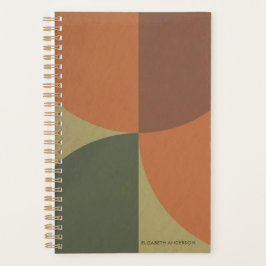 Agenda Bauhaus Terracota Verde Abstrato Personalizado