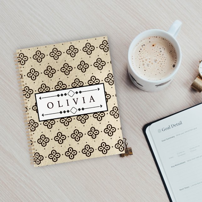 Agenda Beautiful Black & White Patterns Custom Name  (Criador carregado)