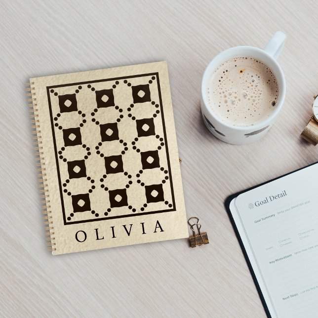 Agenda Beautiful Black & White Patterns Custom Name  (Criador carregado)