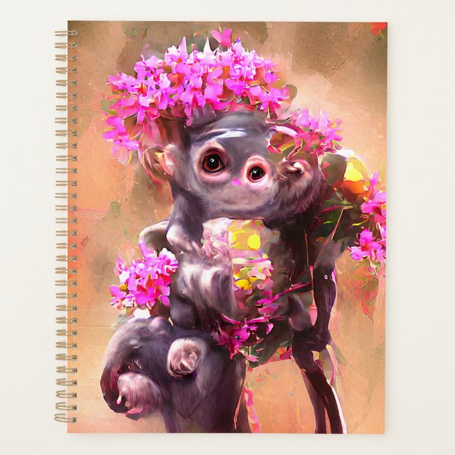 Agenda Bebê macaco com flores (Frente)