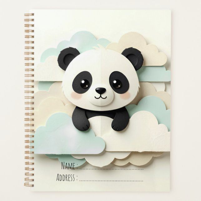 Agenda Bebê Panda Dobrado | Origami Fofo  (Frente)