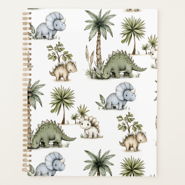 Agenda Bebês Dinossauros em Aquarela Fofos (Frente)