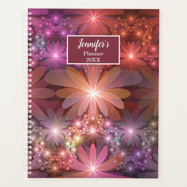 Agenda Bed Of Flowers Colorful Abstrato Fractal Art Name (Frente)